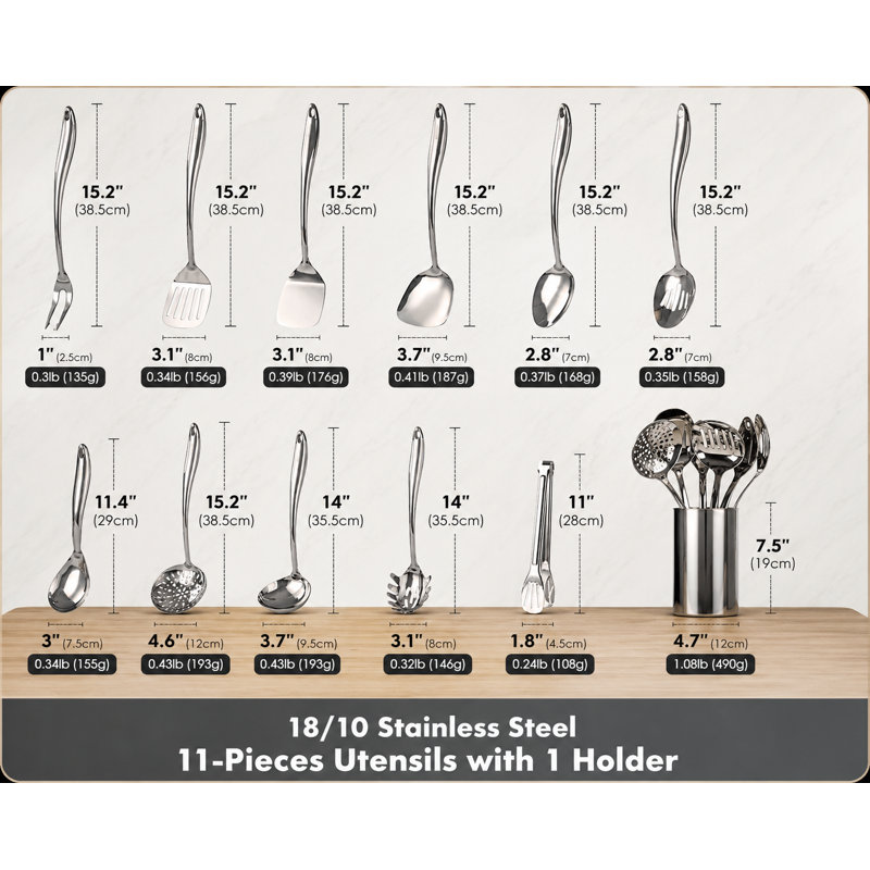 18/10 Stainless Steel Kitchen Utensils Set