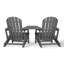 Ensemble de chaises d'extérieur en poly Adirondack avec plateau de connexion et porte-gobelet-182921133