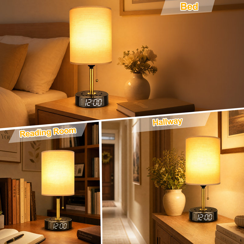 Lampe de chevet avec double réveil et station de charge