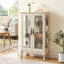 Vitrine 2 portes avec portes en verre trempé, armoires de terrasse avec panneau arrière en miroir et tablettes réglables, vitrine éclairée pour la maison, ampoule de bureau incluse-452150166-452150165
