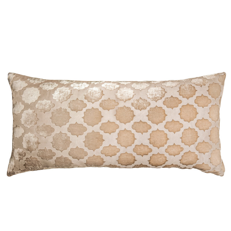 Mod Fretwork Lumbar Pillow Cover & Insert, Down, Latte, 12" x 24"