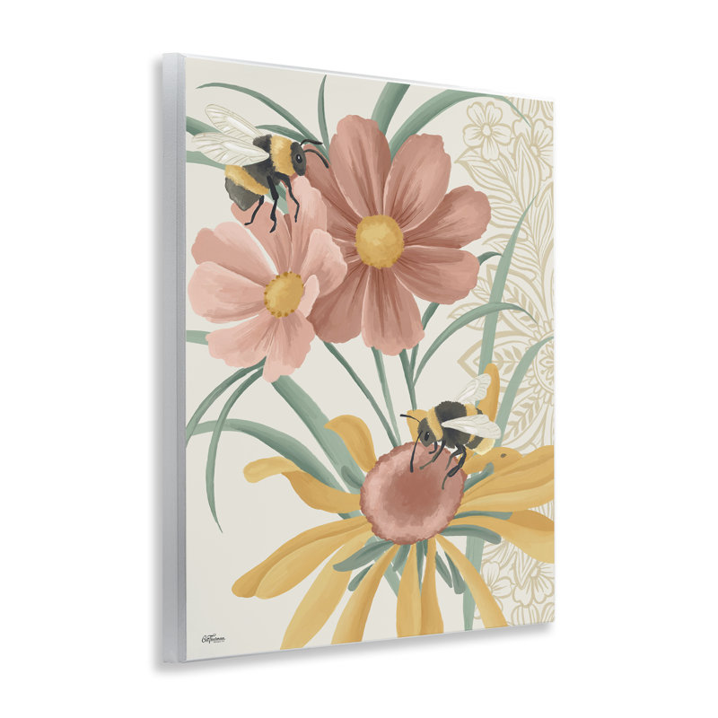 Pollinating Bumble Bees Wall Plaque Art by Cat Thurman Designs