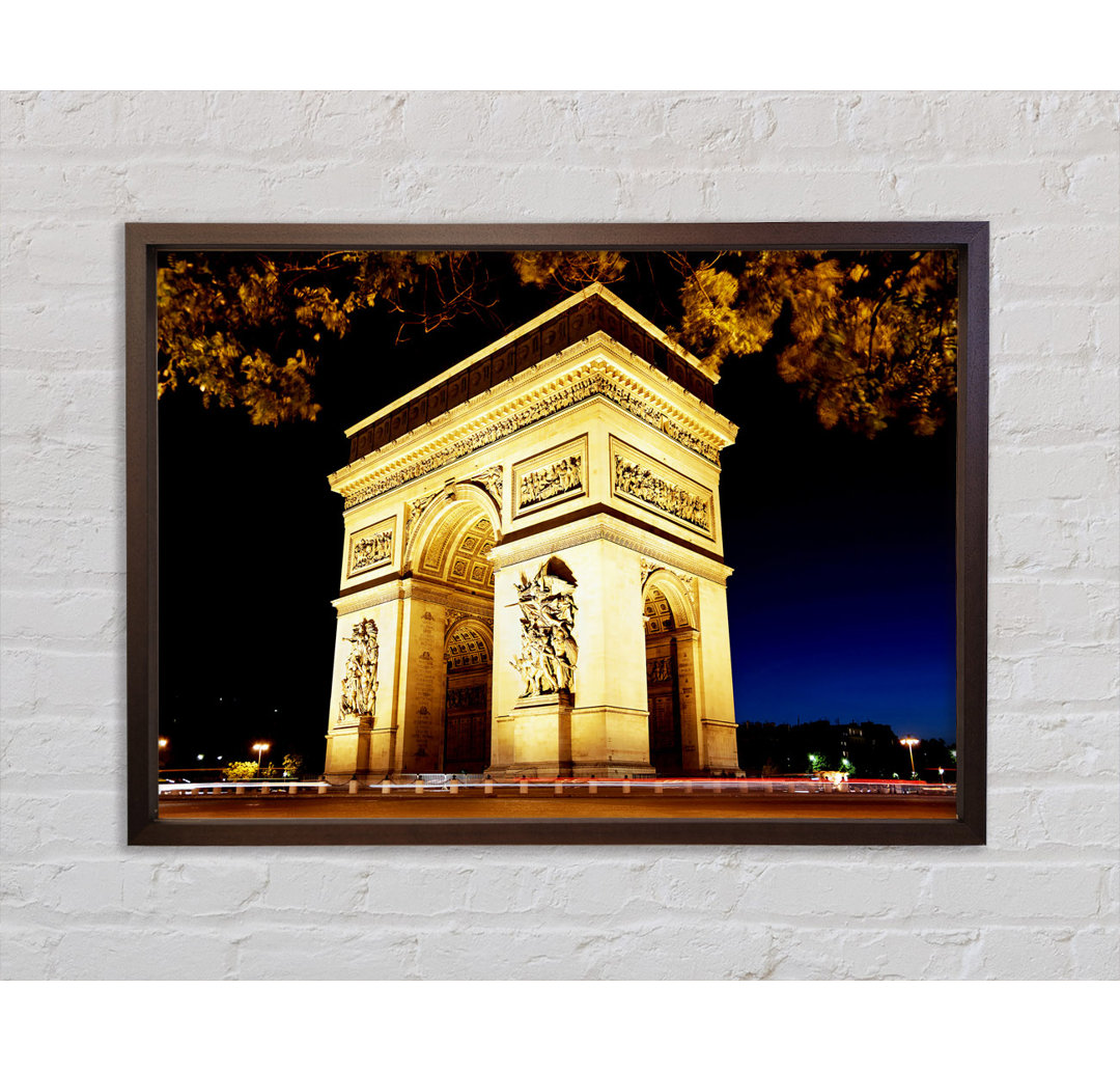 Paris Arc De Triomphe Night Glow - Einzelner Bilderrahmen Kunstdrucke auf Leinwand