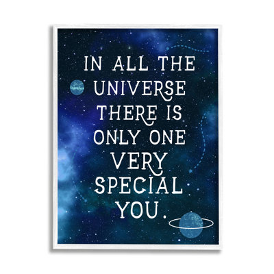 "Only One" très spécial, "You", univers bleu, maison de campagne grise, estampe numérique encadrée, art texturé par Daphne Polselli