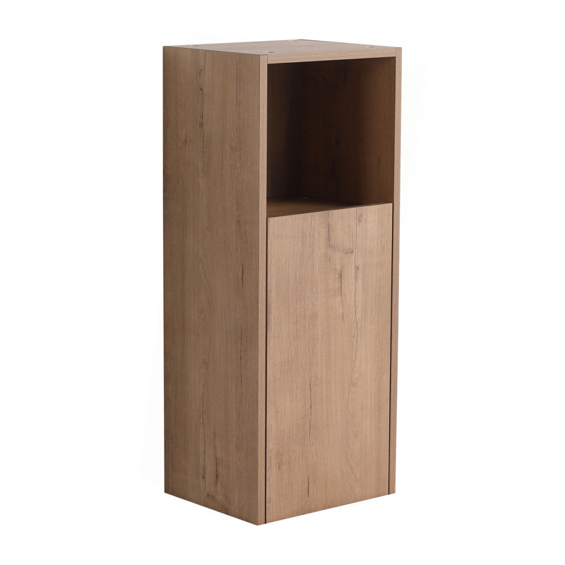 12" Bathroom Side Cabinet,Soft Close Doors,Float Mounting Design,Imitative Oak(KD-Packing), Imitative Oak