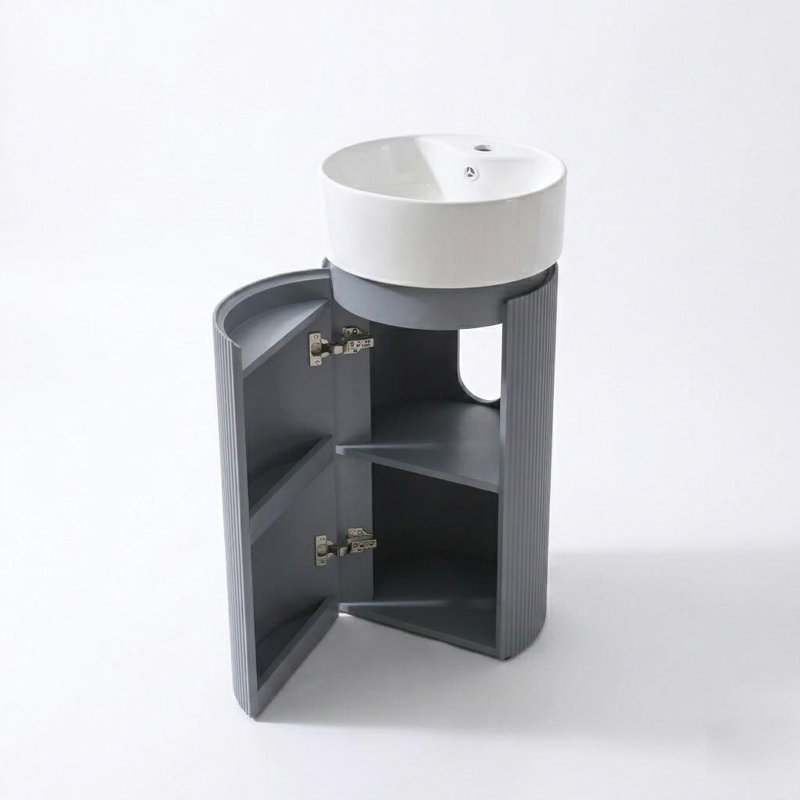 Ensemble de meuble-lavabo simple 16 po avec surface solide 16 po, Gris