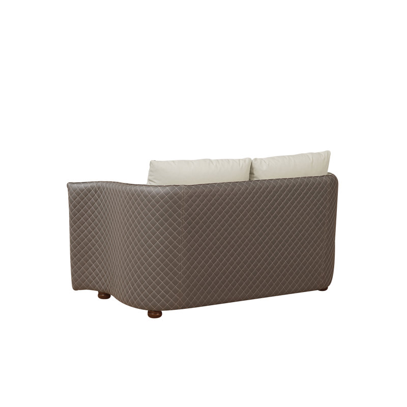Makassar Loveseat, Lite Gray/Taupe Genuine Leather