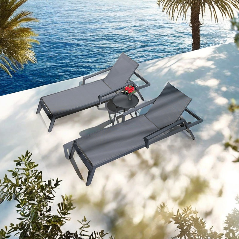 Chaise longue d'extérieur réglable Premium