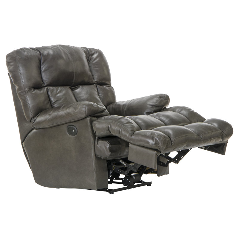 Reem Italian Leather Match Recliner, Steel Genuine Leather, Power