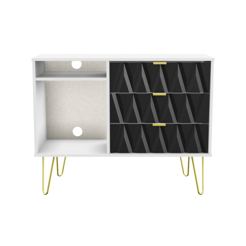 Fully Assembled Penhook TV Stand for TVs up to 55", Black/White