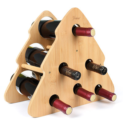Bamboo Wine Rack, Wine Bottle Holder with Cute Christmas Tree Shape, Wine Rack Freestanding Floor, Wine Racks Countertop for Kitchen Decor, Best Gift by Tirrinia