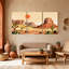 «Landscape & Nature Desert Landscape with Cactus and Rock Formations», ensemble de 3 impressions d'art sur toile-557928899