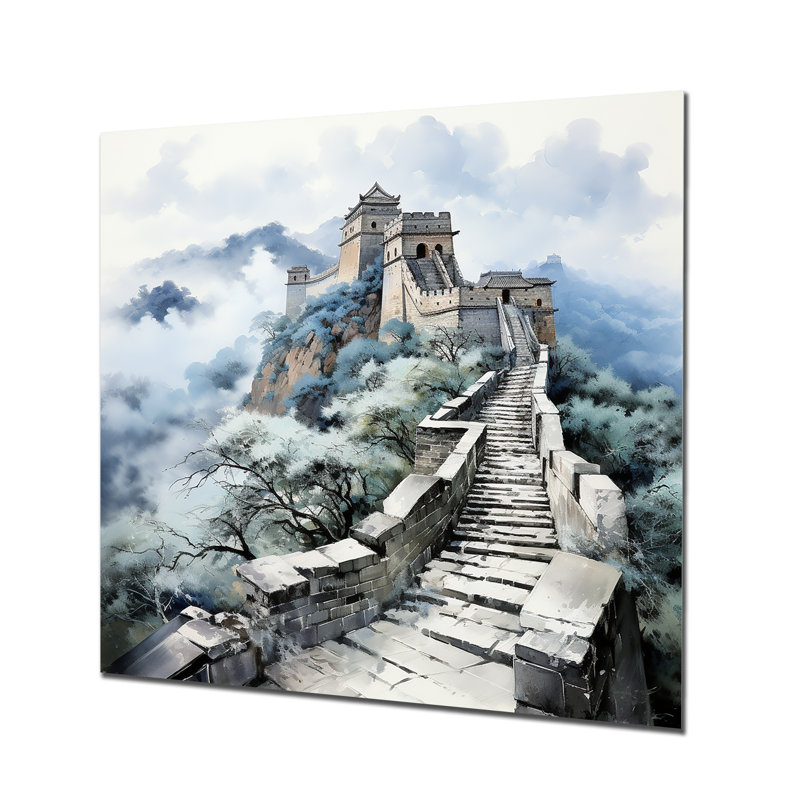 Grande muraille de Chine, sérénité 1 - Art mural chinois en métal, H 16 po x l 16 po