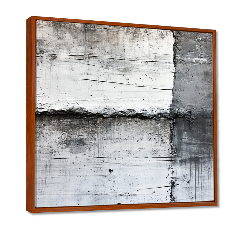 Concrete Wall Art, Iron Line Canvas, Cemiyah, H 44 po x l 44 po, Cadre flottant brun