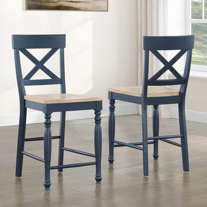 Darcy Solid Wood Counter Chair, Midnight Blue