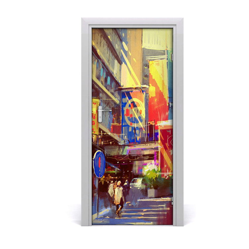 Colorful City Door Decal