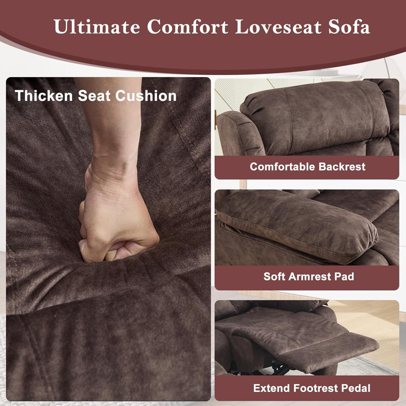 Manual Reclining Loveseat Sofa - Double Loveseat Recliner Chair with Side Pockets for RV Couch/Motorhomes/Living Room