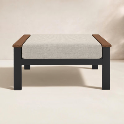 Townsend Indoor Outdoor Aluminum Ottoman with Sunbrella® Cushion