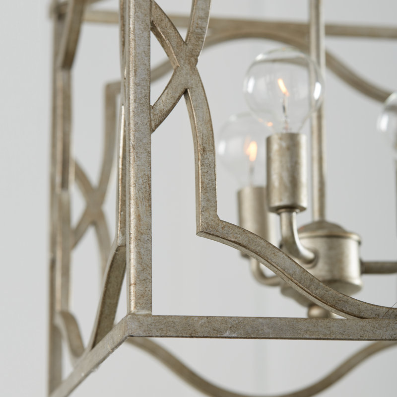 Luminaire suspendu carré 3 lumières Blakely, Argent antique
