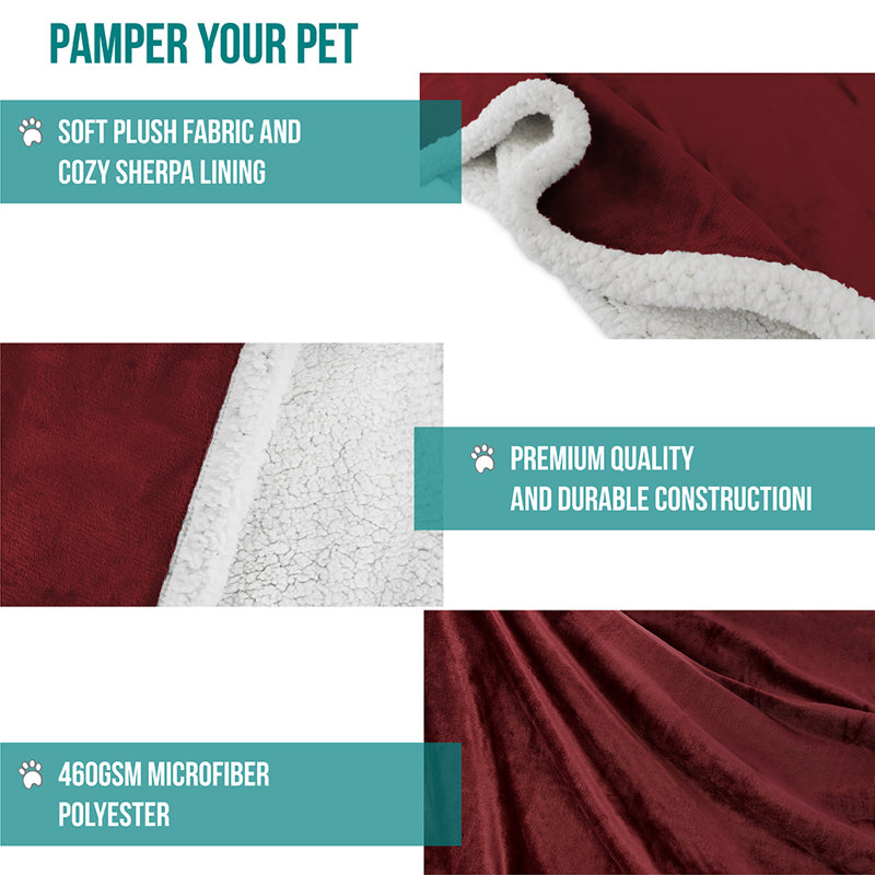 Couverture en polyester Premium Puppy, Vin
