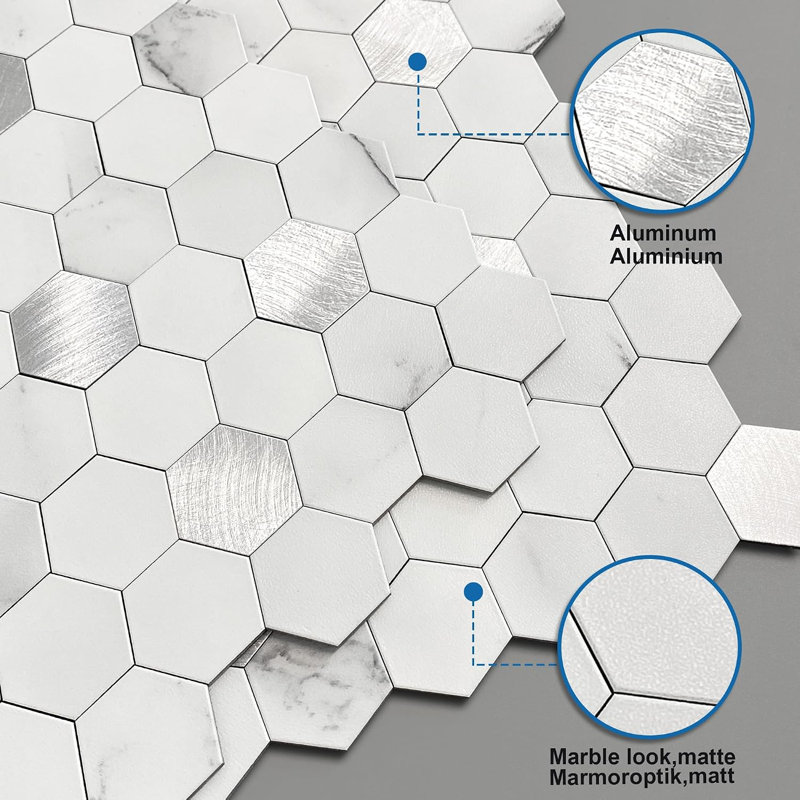 Carreaux de marbre blanc argenté 10 pièces