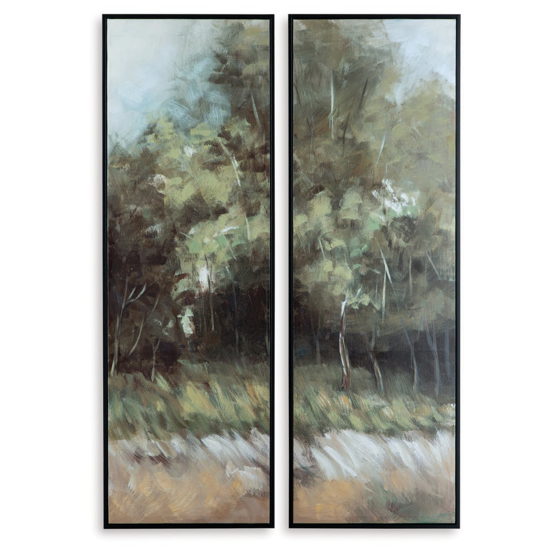 Dansot Green and Brown Treescape Canvas Wall Art Set