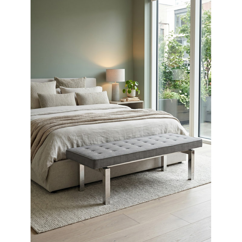 Ceslie Upholstered Bench, Charcoal