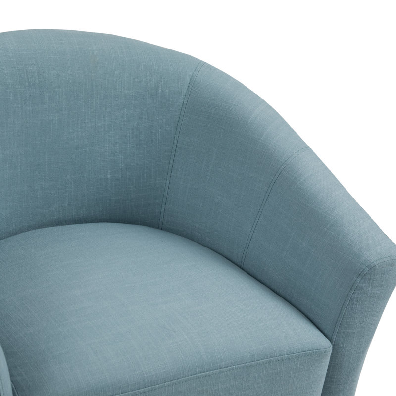 Edvardas 76.7Cm Wide Barrel Chair, Blue Linen Blend