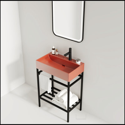 Ensemble de meuble-lavabo avec lavabo en céramique, lavabo console sur pied LOFI