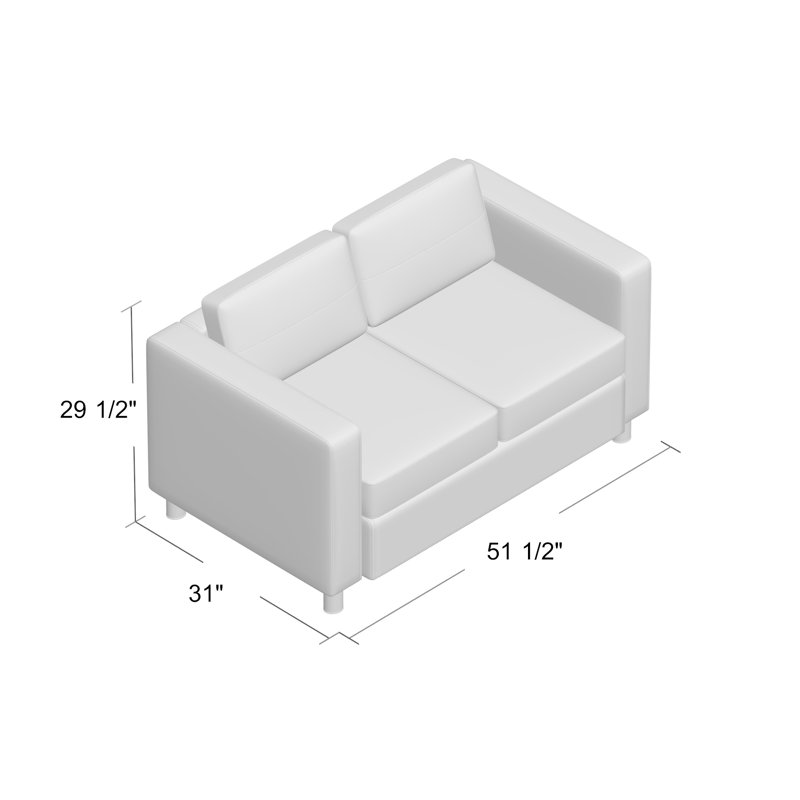 Desantiago 51.5'' Faux Leather Loveseat, White Faux Leather