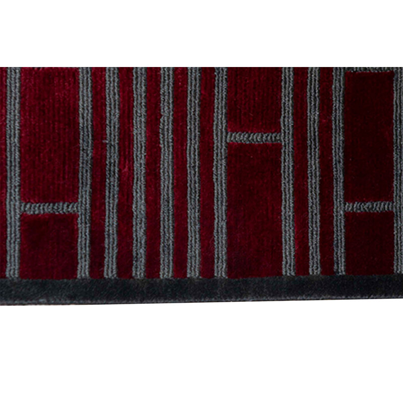 Wool Geometric Area Rug in Red