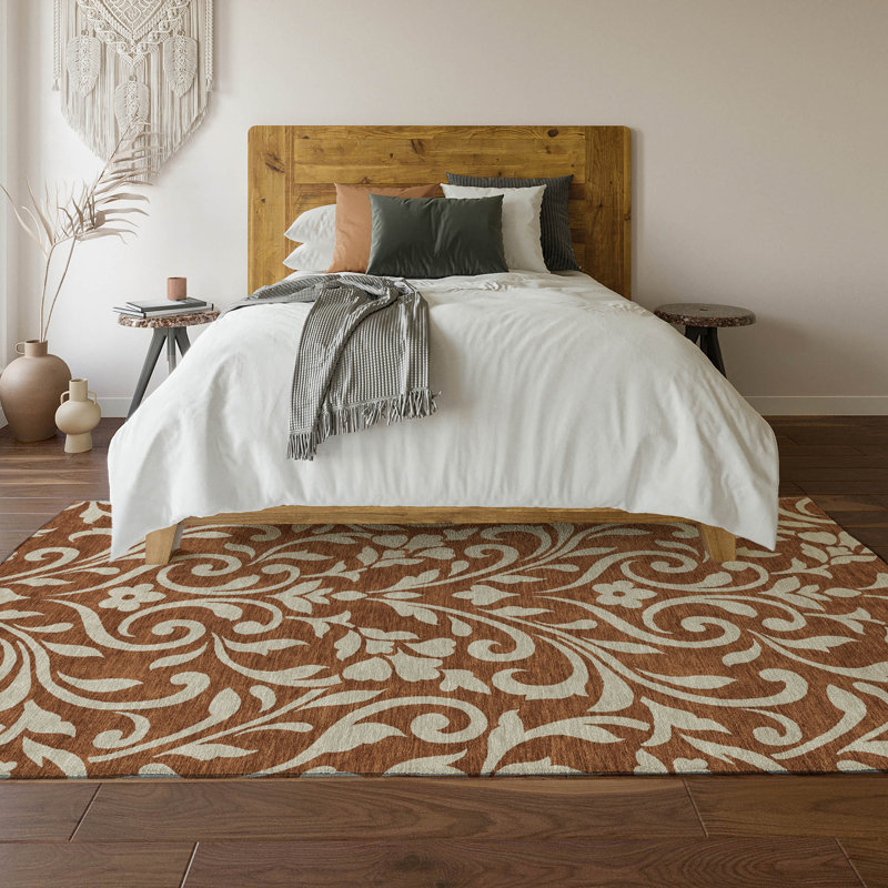 Premium Machine Washable Prisco Paprika Rug, Rectangle 3' x 5'