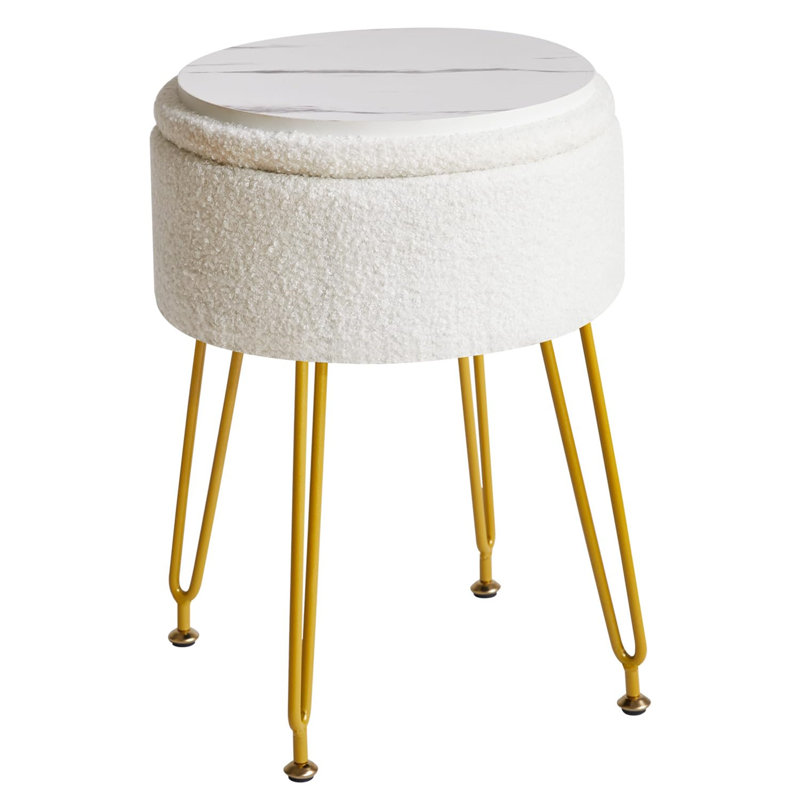 Ahilan Metal Accent Stool, White