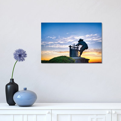 " The Grape Crusher Statue Agains Dramatic Sky, Napa Valley, California " by George Oze