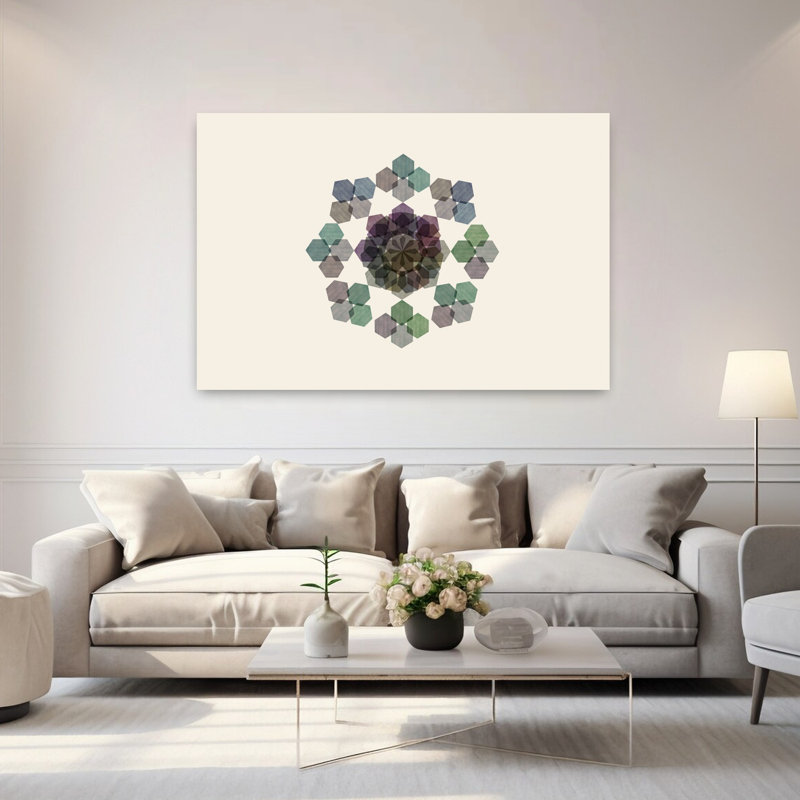 Muted Geometric Overlap Hexagon Art Print 4 Abstract Contemporary Geometric Rose Wall Art Print 1 Piece Wrapped Canvas Wall Art