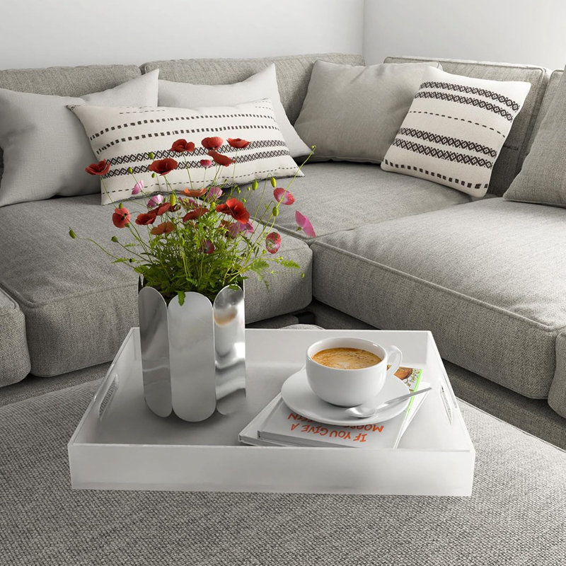 Large Acrylic Serving Tray Decorative Ottoman Coffee Table Vanit...
