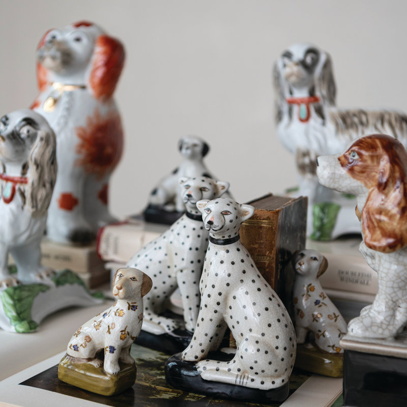 Stoneware Blooms Dog Bookends