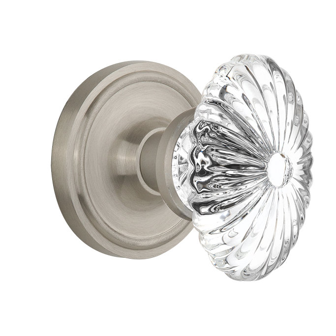 Classic Rosette with Oval Fluted Crystal Door Knob Nostalgic Warehouse 