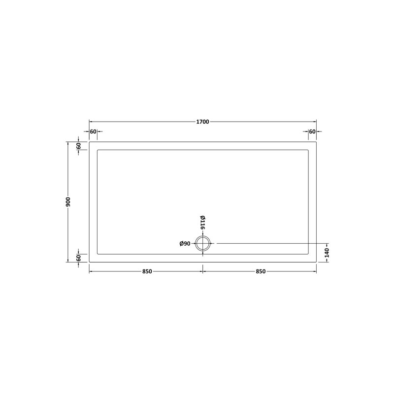 Shower Tray, 4cm H x 17cm W x 90cm D