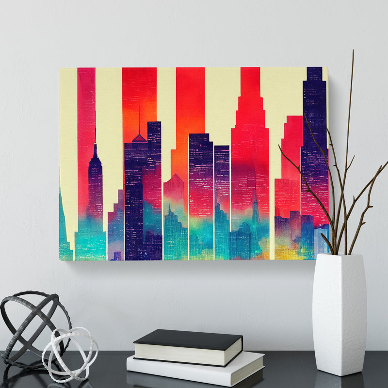 Watercolour New York Abstract - Wrapped Canvas, 50cm H x 76cm W x 3cm D
