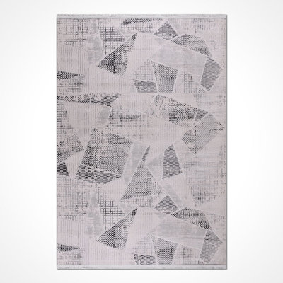 Tapis gris moderne lavable à la machine