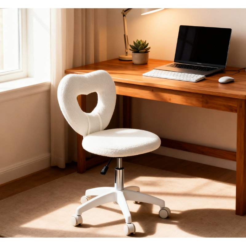 Chaise de bureau, chaise de bureau avec roues pivotantes, blanc