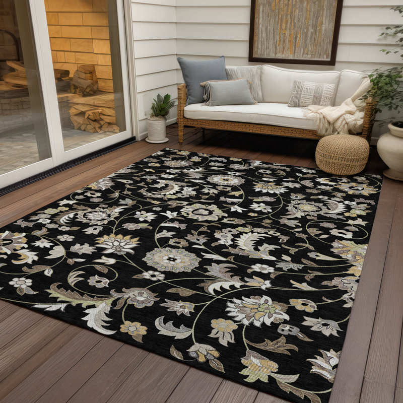 Tapis noir intérieur / extérieur Aveline , 8' x 10'