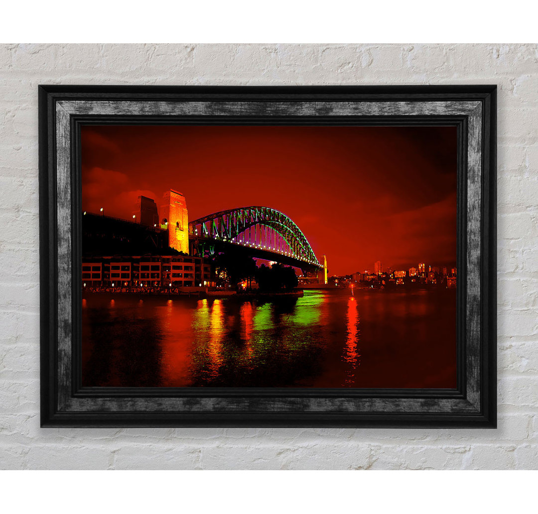 Sydney Harbour Bridge Red Glow - Einzelner Bilderrahmen Kunstdrucke