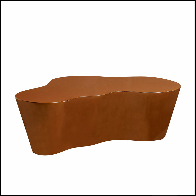 Table basse en fibre de verre de 127 cm (50 pouces) de forme unique pour salon moderne, aucun assemblage requis, durable et élégante