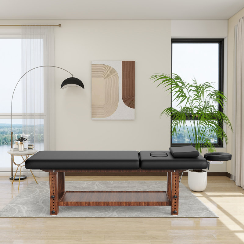 75" Professional Massage Table, Height and Backest Adjustable Lash Bed, Solid Wood Physical Therapy Table  Eyelash Tattoo Bed for Massage/Spa/Beauty Center