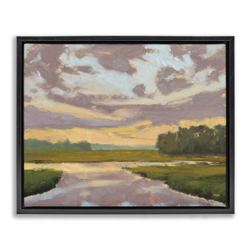 Cadre flottant Lowcountry Sunset Palette, design Carson Overs peu, Cadre flottant noir de jais, H 17 po x l 21 po