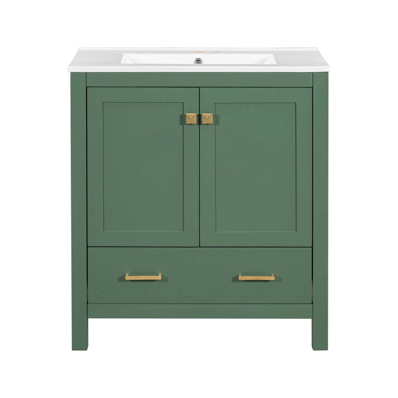 30" Blue Bathroom Vanity with Single Sink, Combo Cabinet Undermount Sink, Bathroom Storage Cabinet with 2 Doors and a Drawer, Soft Closing, Multifunctional Storage, Solid Wood Frame