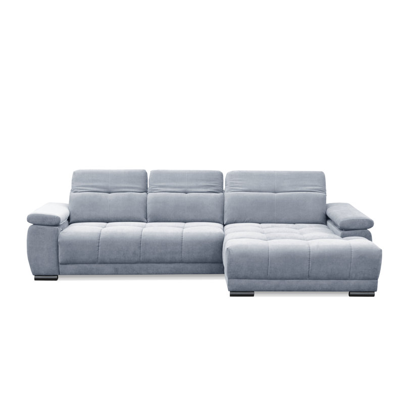 Jafiya 4 Seater Velvet Sofa Bed, Grey, Right Hand Facing