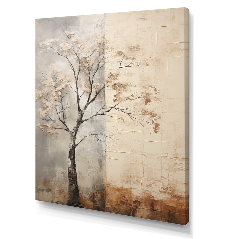 Arbre africain africain beige - art mural africain, salon, H 32 po x l 24 po, Toile tendue